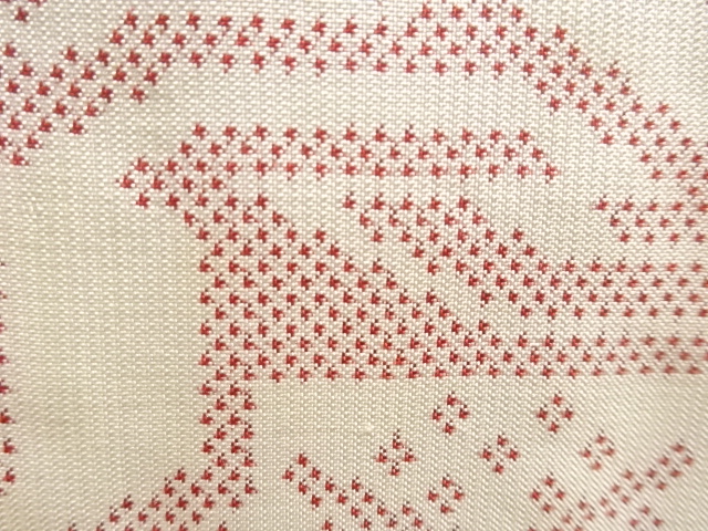JAPANESE KIMONO / ANTIQUE ARISUGAWA PATTERN WOVEN AUTHENTIC WHITE OSHI